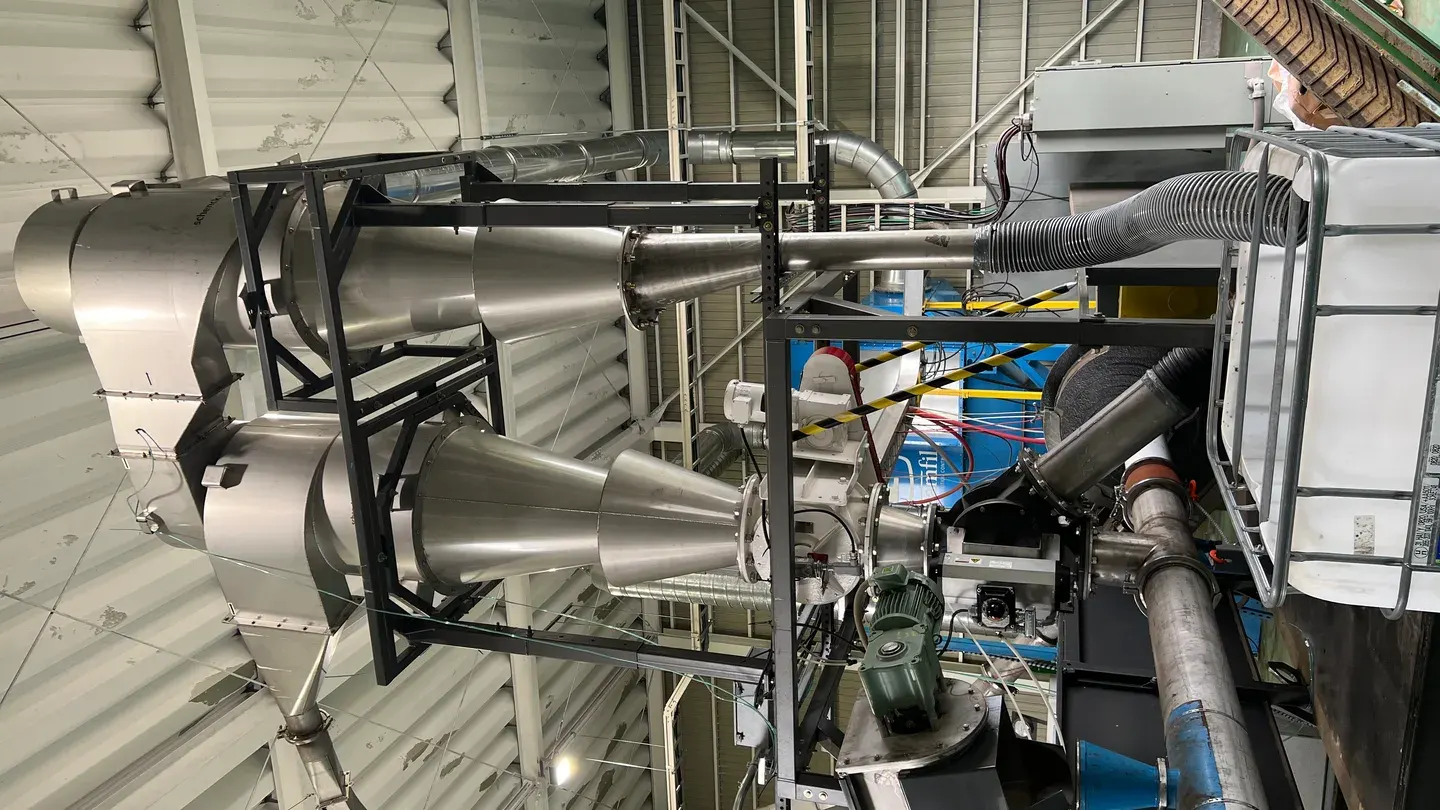 Stainless steel processing equipment inside the Shockwave demo facility