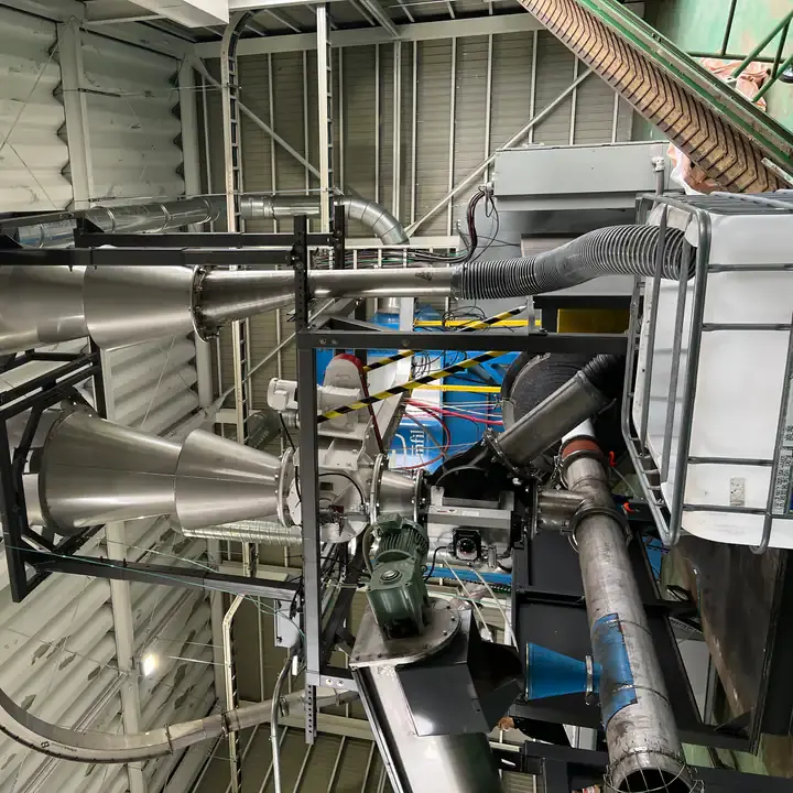 Cyclone dust-collection assembly inside the Shockwave workshop